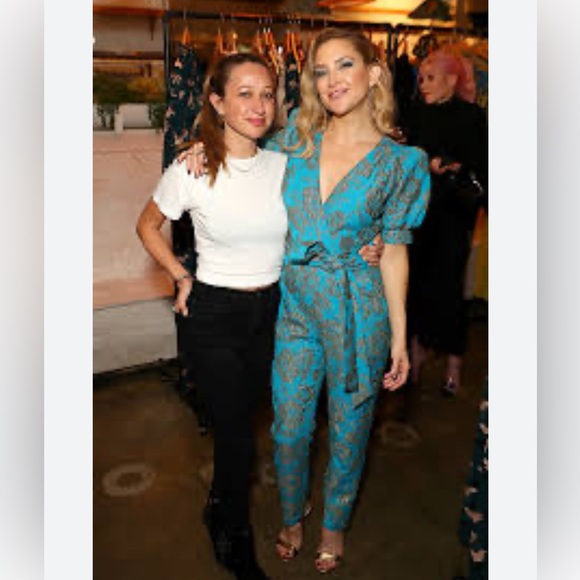 NWT Happy Nature Puff Sleeve Surplice V-Neck Belted Jumpsuit Blue Women's Size 8 - Picture 3 of 9